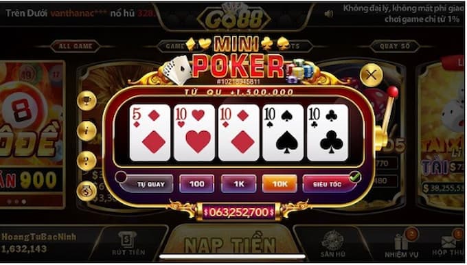 Cách vào chơi game Mini Poker tại Go88club